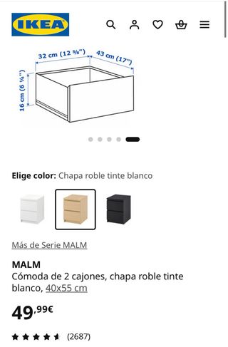 Mesita de noche de madera Ikea