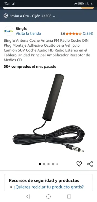 NUEVO, SIN USO. Antena coche amplificador 3m