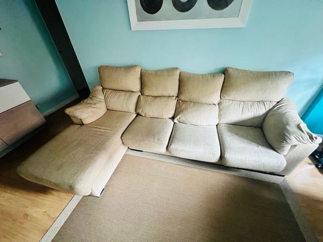 Sofá chaiselongue beige tela