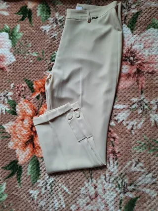 Pantaloni Lizalù beige a caviglia