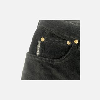Krizia Pantaloni Velluto Nero Vintage Straight Fit