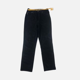 Krizia Pantaloni Velluto Nero Vintage Straight Fit