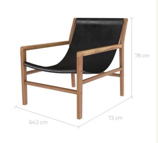 Sillón lounge teca y cuero negro