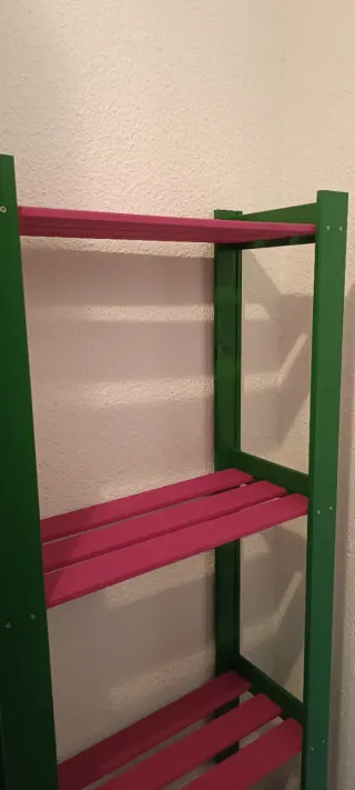 Estantería Ikea Madera Verde y Rosa