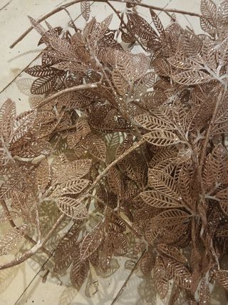 9 Guirnaldas Hojas Oro Rosa Brillantes