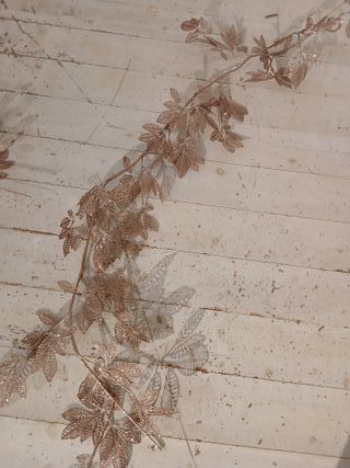 9 Guirnaldas Hojas Oro Rosa Brillantes