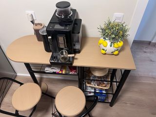 Desayunador con 2 Taburetes Madera y Metal