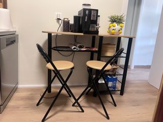 Desayunador con 2 Taburetes Madera y Metal