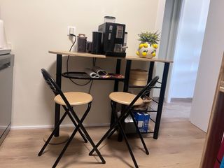 Desayunador con 2 Taburetes Madera y Metal