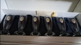 Set 6 Vasos de Cristal con Adorno Plata