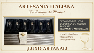 Set 6 Vasos de Cristal con Adorno Plata