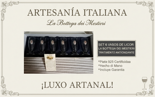 Set 6 Vasos de Cristal con Adorno Plata