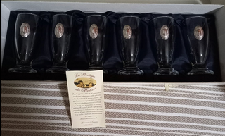 Set 6 Vasos de Cristal con Adorno Plata