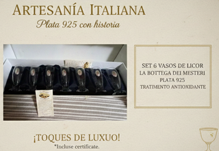 Set 6 Vasos de Cristal con Adorno Plata