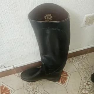 Botas altas de piel mujer negras