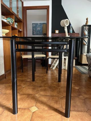 Mesa Comedor Cristal Negra Moderna