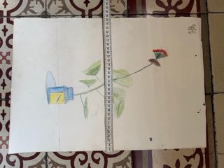 Dibujo antiguo flor en frasco - Papel