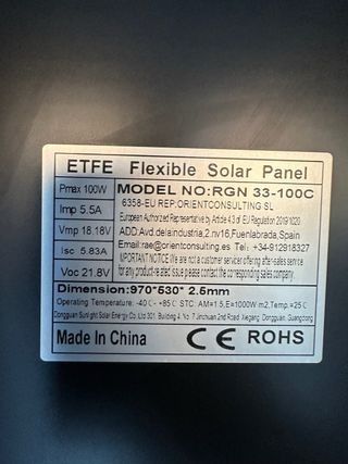 Panel Solar Flexible 100W NUEVO