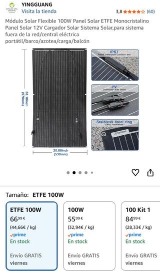 Panel Solar Flexible 100W NUEVO