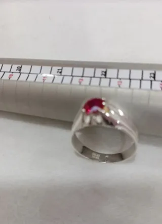 Anillo Plata Ley rubí sintético