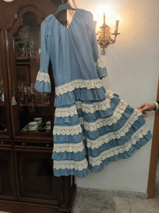 Traje Flamenca Talla 50 Azul Sin Estrenar