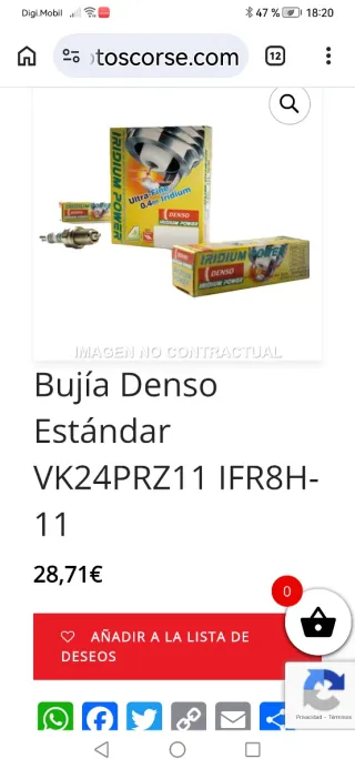 Bujía Denso VK24PRZ11 IFR8H-11