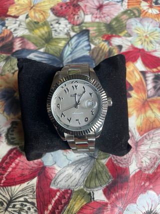 Seiko Mod 40 mm Quartz Arabic Dial Plateado