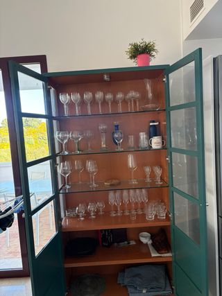 Vitrina de cristal y madera verde