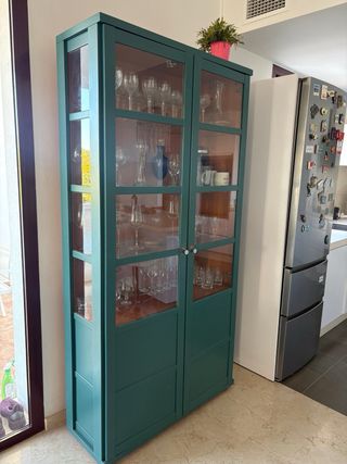 Vitrina de cristal y madera verde