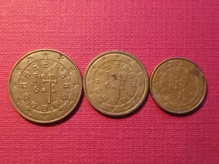 3 Monedas Céntimo Euro Portugal