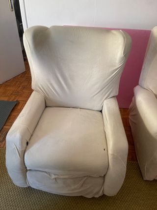 Butaca reclinable beige tela