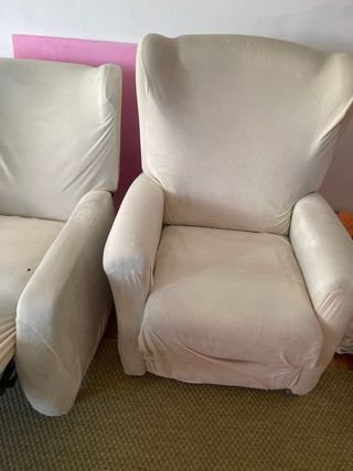 Butaca reclinable beige tela