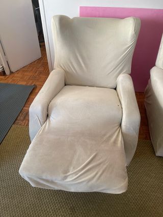 Butaca reclinable beige tela