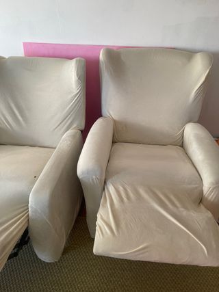 Butaca reclinable beige tela