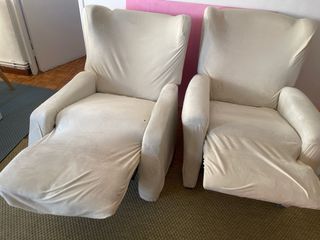 Butaca reclinable beige tela