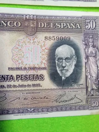 2 Billetes 50 Pesetas de1935 diferencias en color