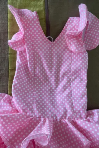 Traje de flamenca niña rosa lunares