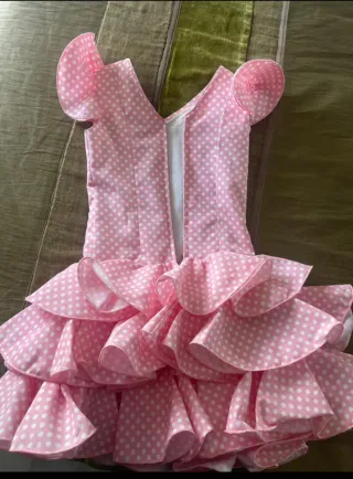Traje de flamenca niña rosa lunares