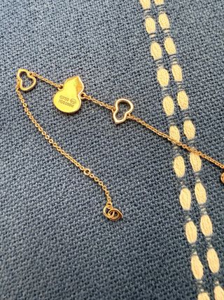 Pulsera dorada color oro rosa con perla rosa