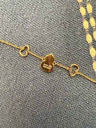 Pulsera dorada color oro rosa con perla rosa