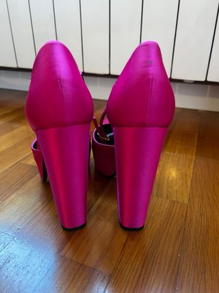Tacones Zara Plataforma Rosa Talla 38