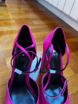 Tacones Zara Plataforma Rosa Talla 38