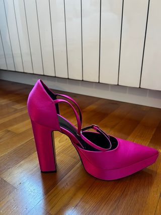 Tacones Zara Plataforma Rosa Talla 38