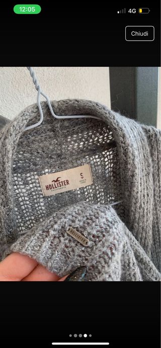 Cardigan Hollister Grigio Taglia S