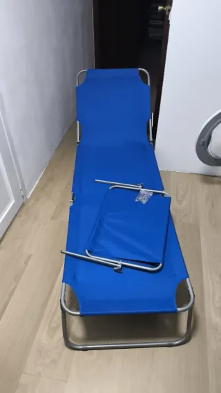 2 Tumbonas Plegables Azul/Plata