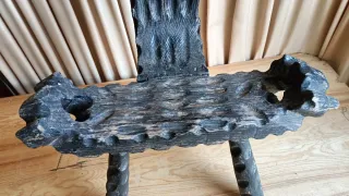 Antigua Silla Madera Tallada Negra