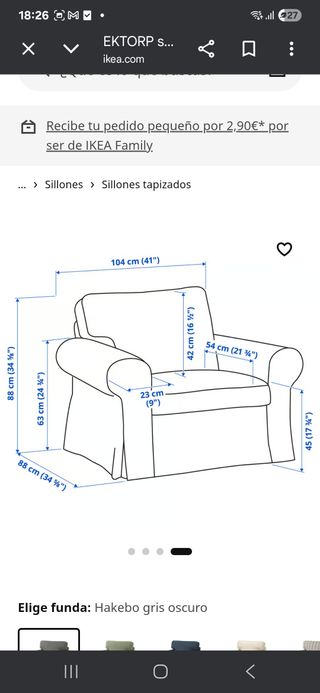 Sillón Ikea Ektorp Gris