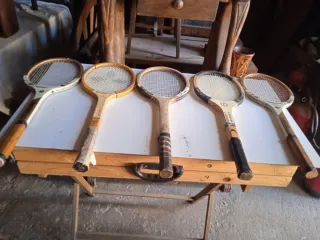 Lote 5 Raquetas Tenis Antiguas Madera