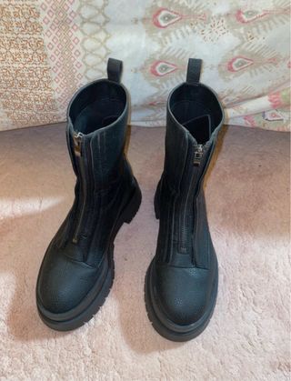 Botas militares negras con cremallera