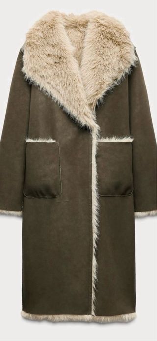 Abrigo reversible beige y marrón